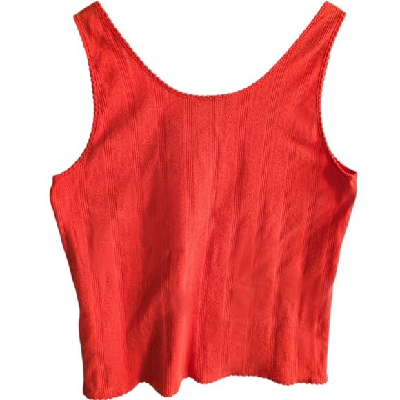 J. Crew Pointelle Tank Top Apertif Red Cotton Sleeveless Feminine Women's Large - Picture 4 of 10